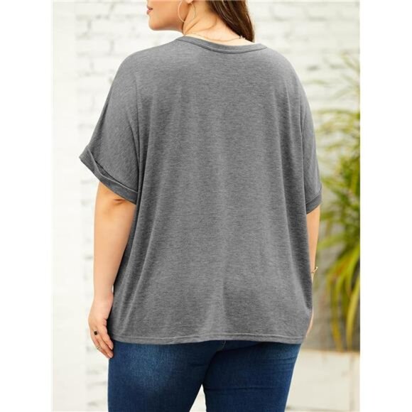 Women's Oversized Short Sleeve T-Shirts – Casual Loose Fit Summer Tops - Picture 5 of 7
